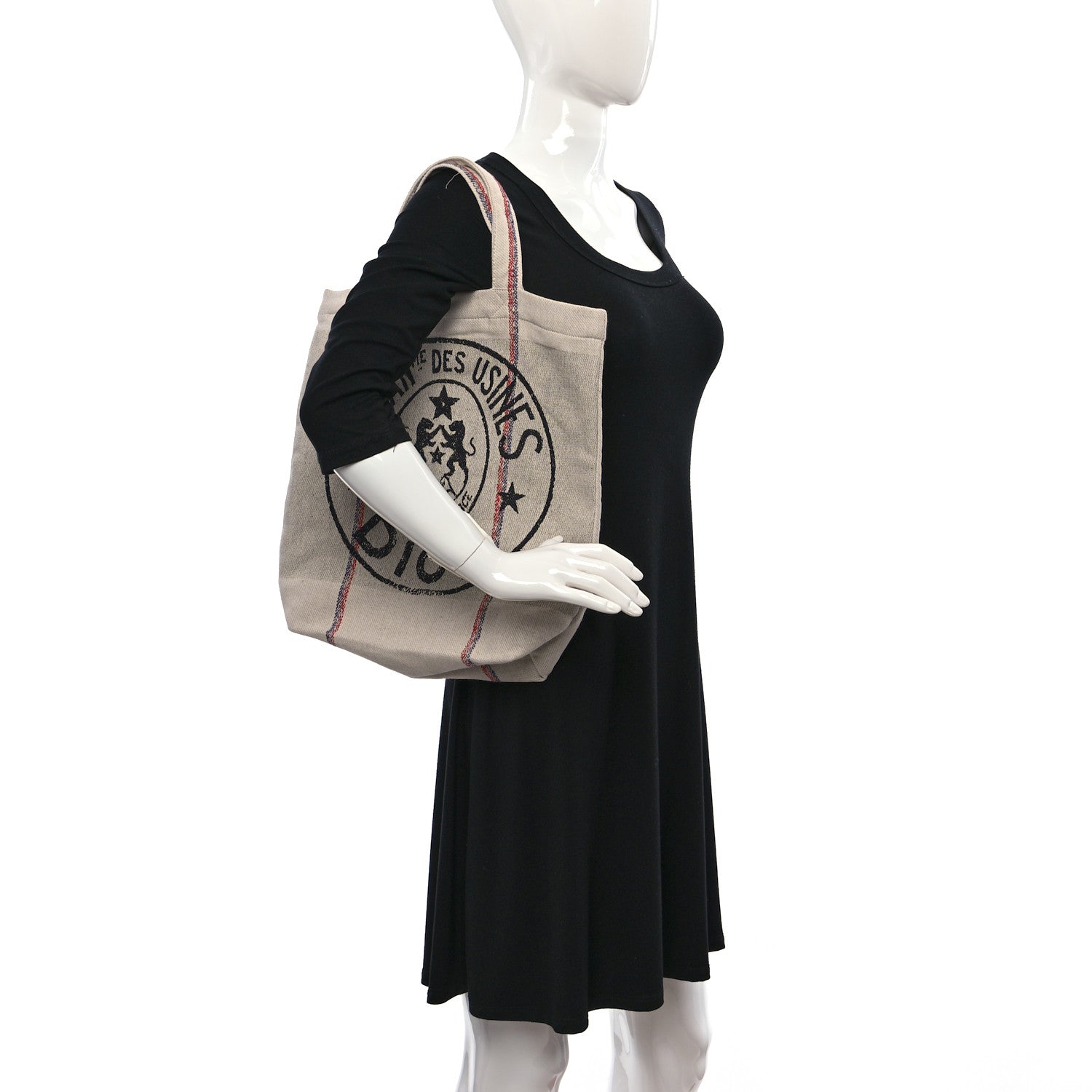 Christian Dior Canvas Print Cruise Tote Ivory Black 2 of 8