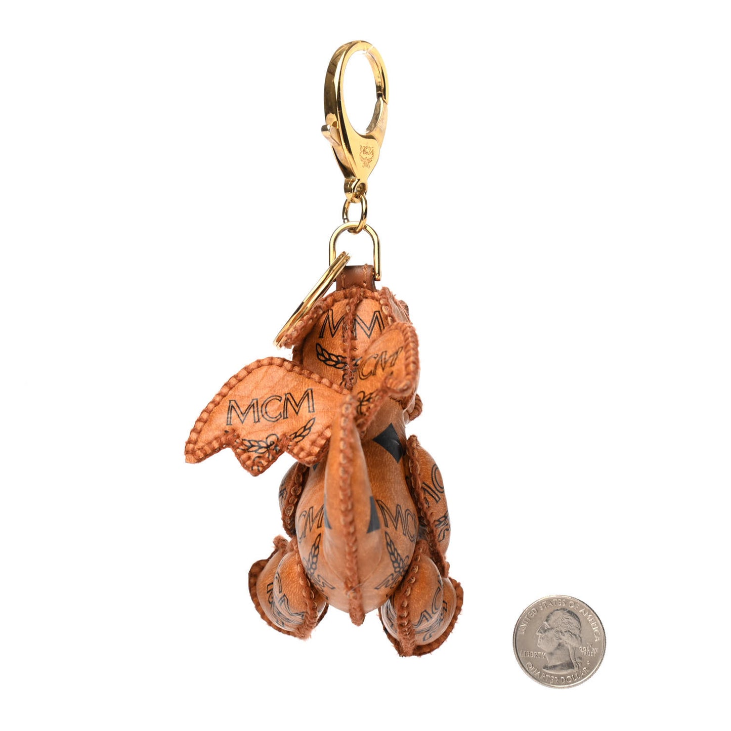 Visetos Dragon Key Ring Bag Charm Cognac