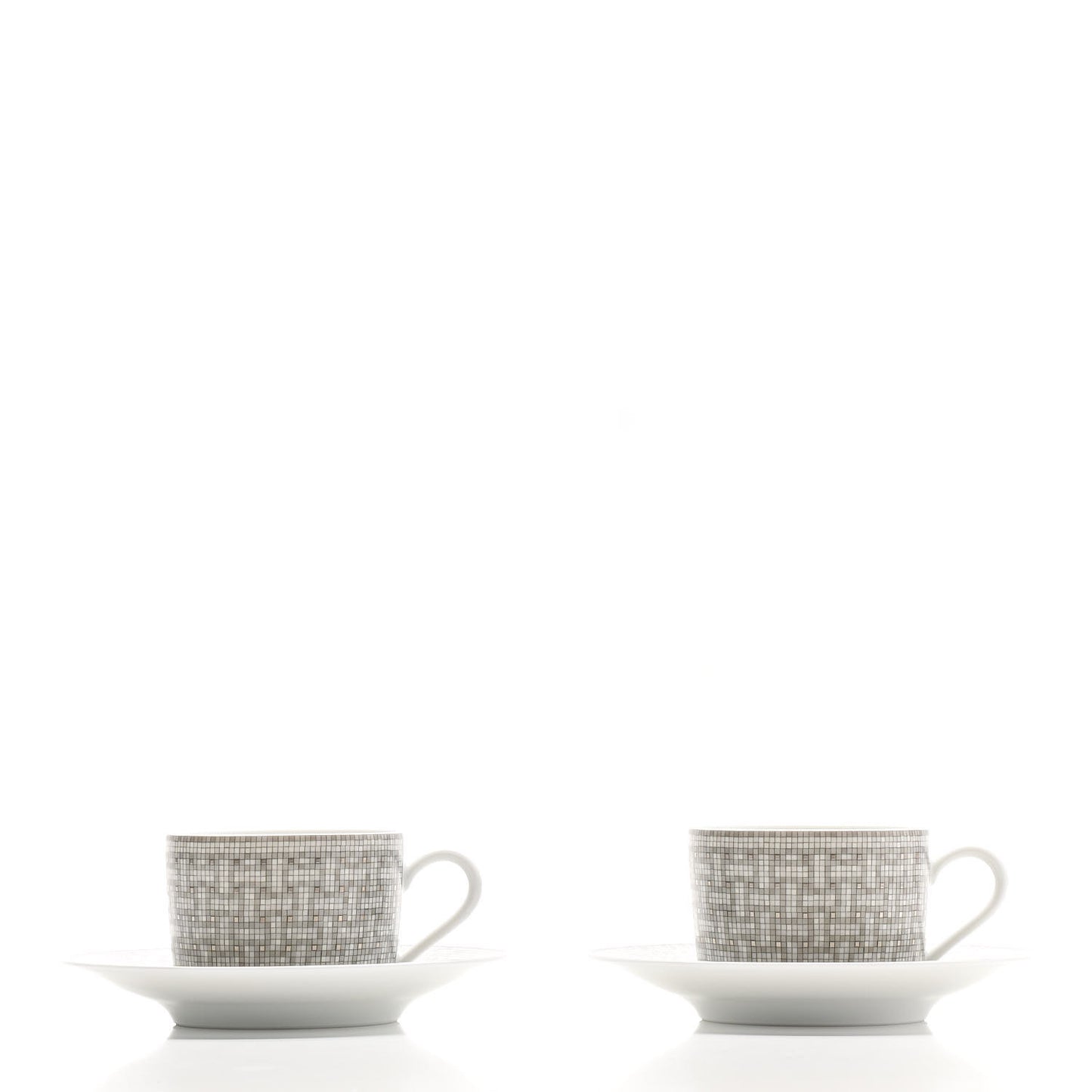 Porcelain Mosaique Au 24 Platine Tea Cup And Saucer Set Of 2 Platinum