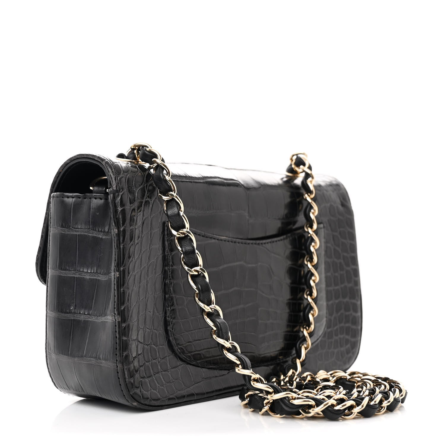 Chanel Shiny Alligator Mini Rectangular Flap Black 3 of 10