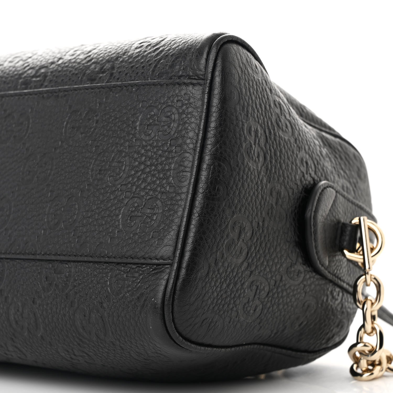 Gucci Calfskin GG Emblem Medium Boston Bag Black 10 of 11