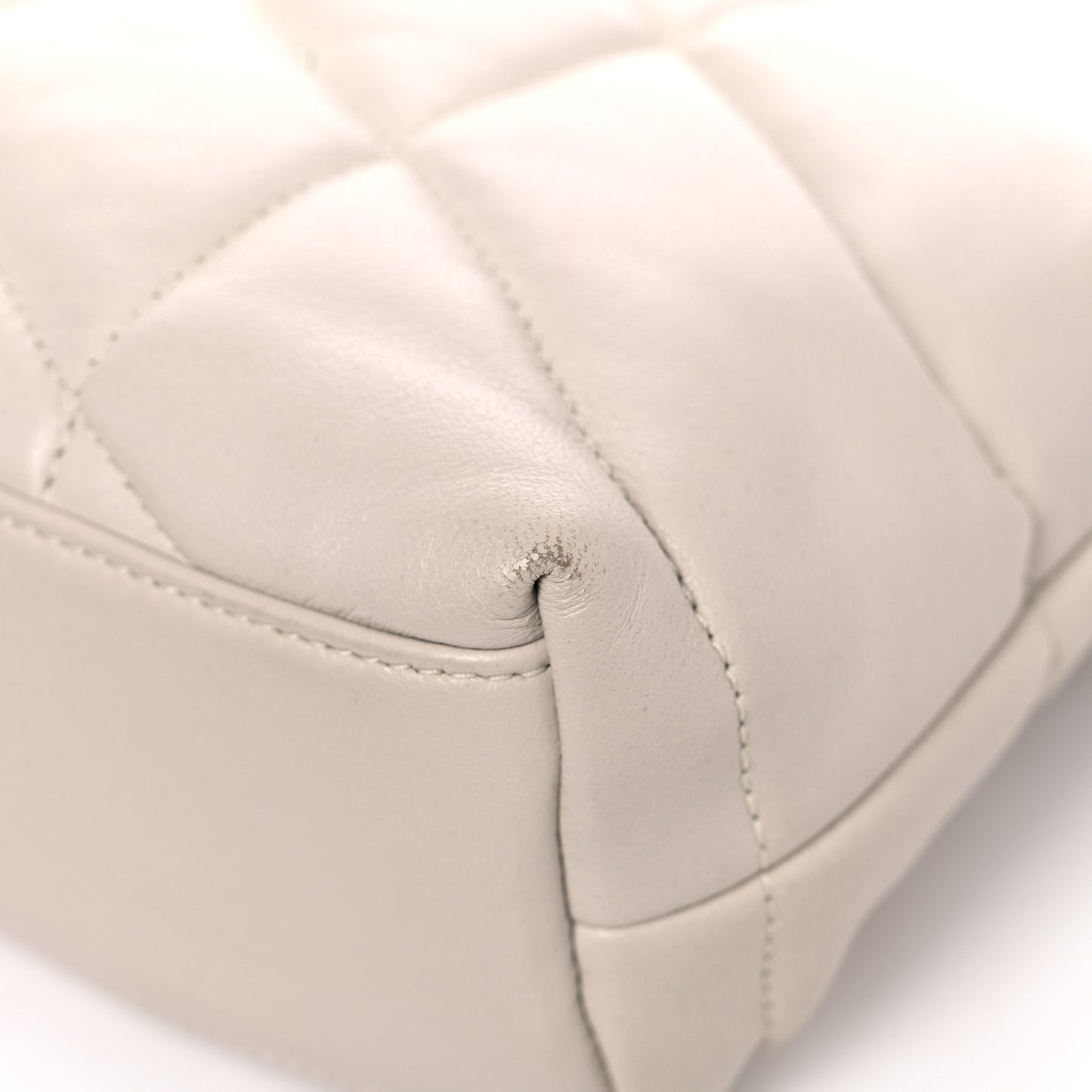 Lambskin Quilted Toy Loulou Puffer Monogram Chain Satchel Crema Soft