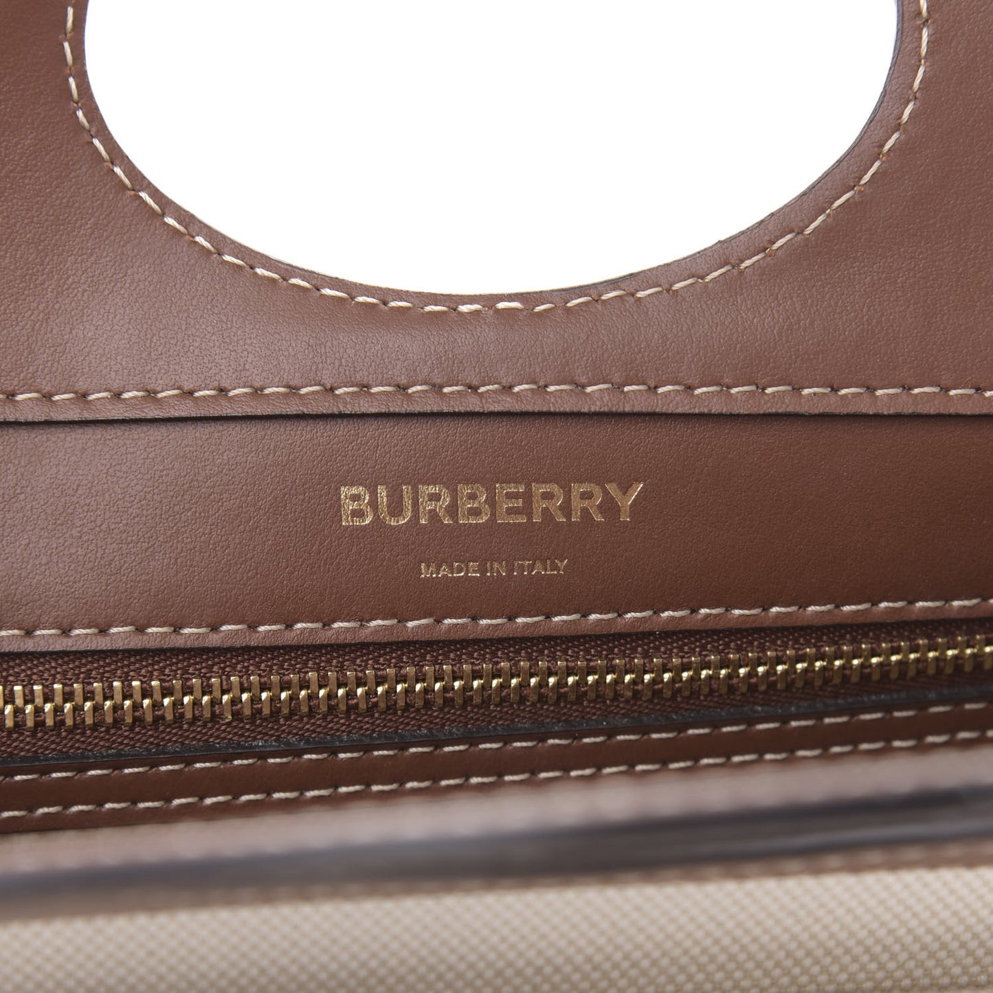 Canvas Smooth Calfskin Two Tone Mini Pocket Bag Tan