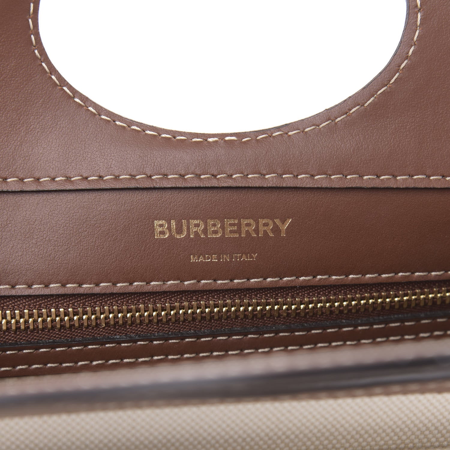 Burberry Canvas Smooth Calfskin Two Tone Mini Pocket Bag Tan 6 of 9