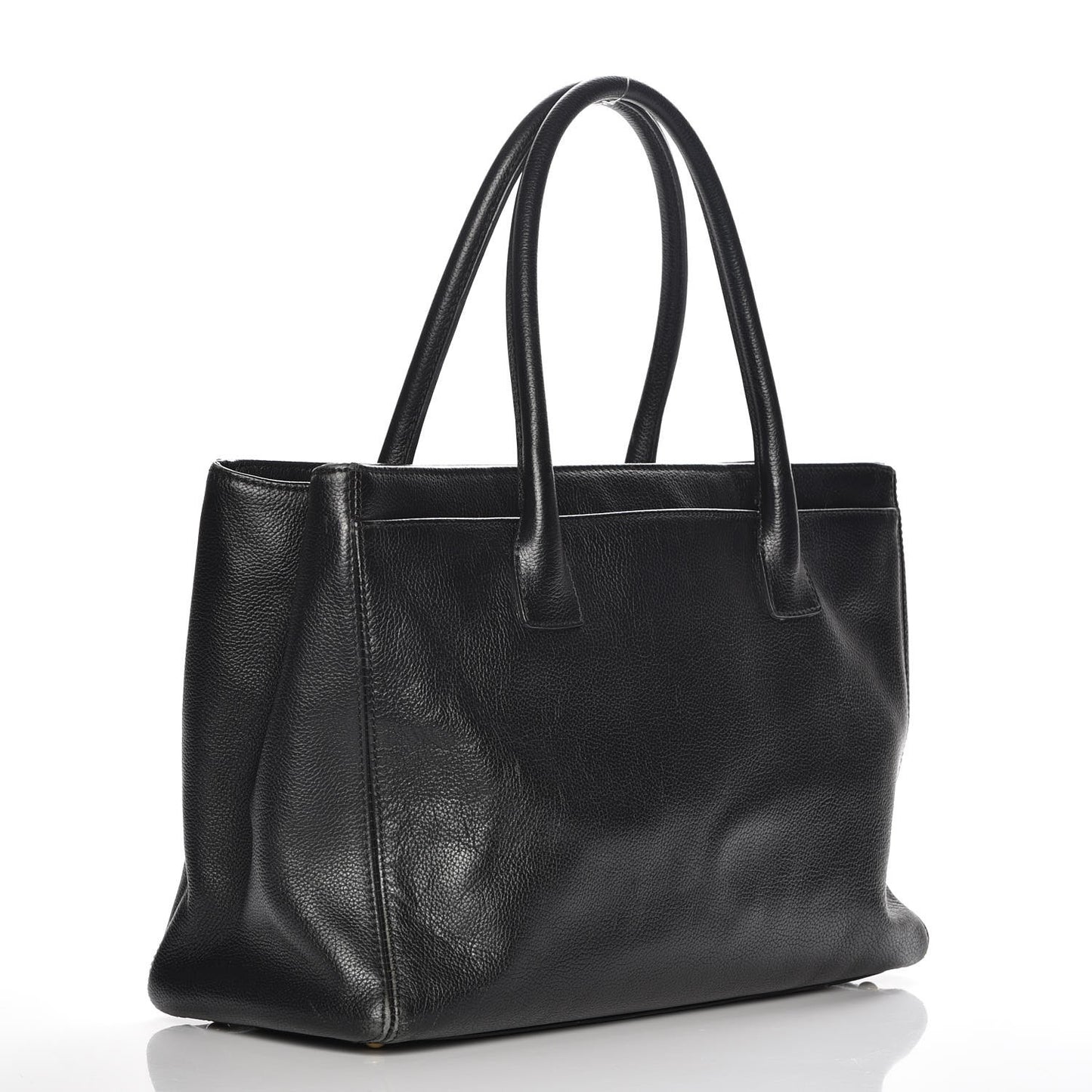 Calfskin Cerf Executive Shopper Tote Black