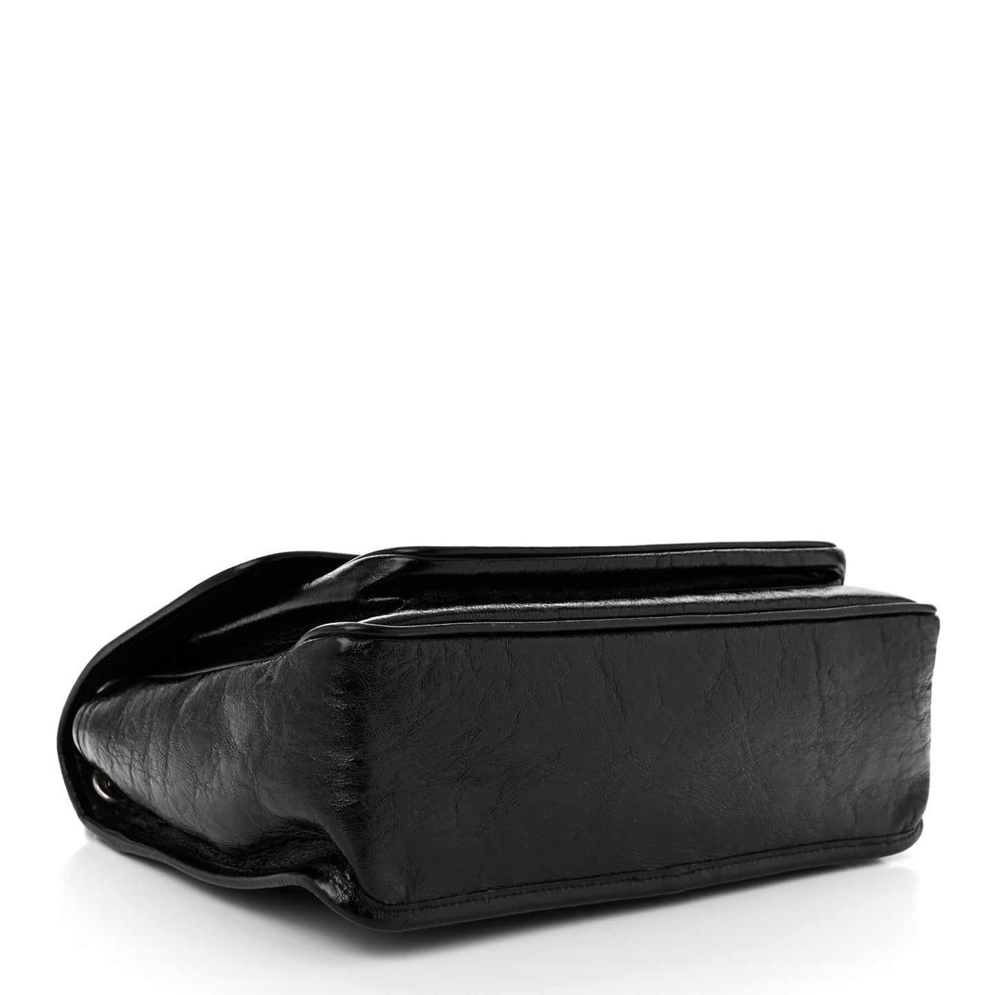 Crinkled Calfskin Monogram Medium Niki Chain Satchel Black