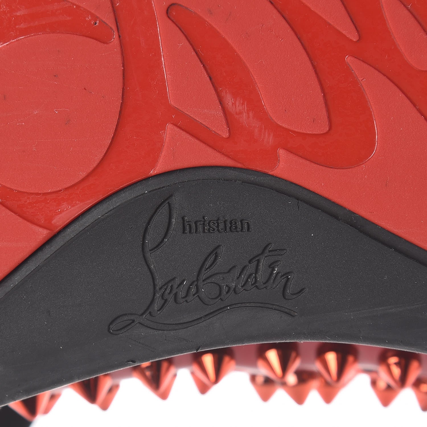 Christian Louboutin Calfskin Patent Mens Louis Spikes Flat Sneakers 39.5 Black Red 7 of 7