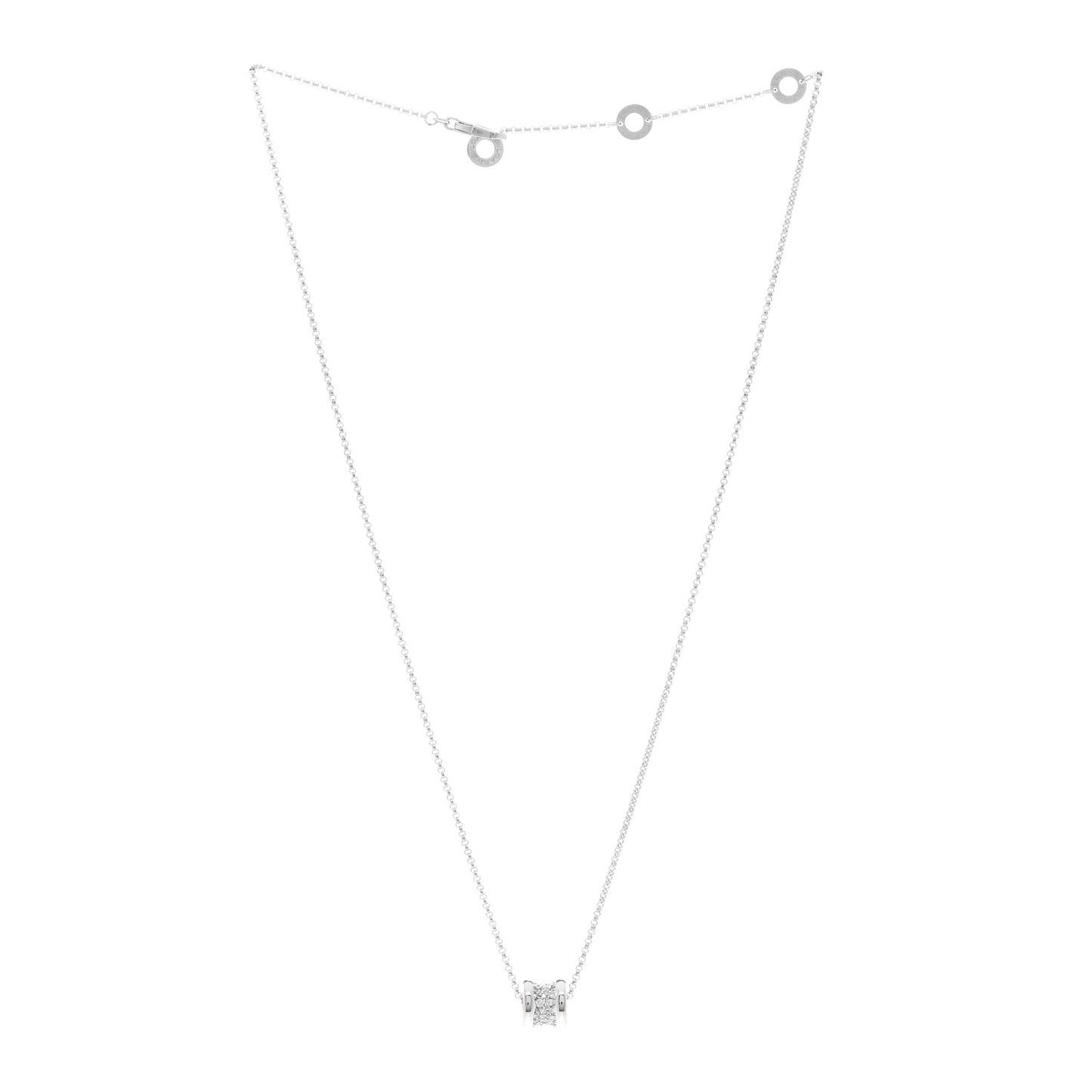 18K White Gold Diamond Small B.Zero1 Pave Pendant Necklace