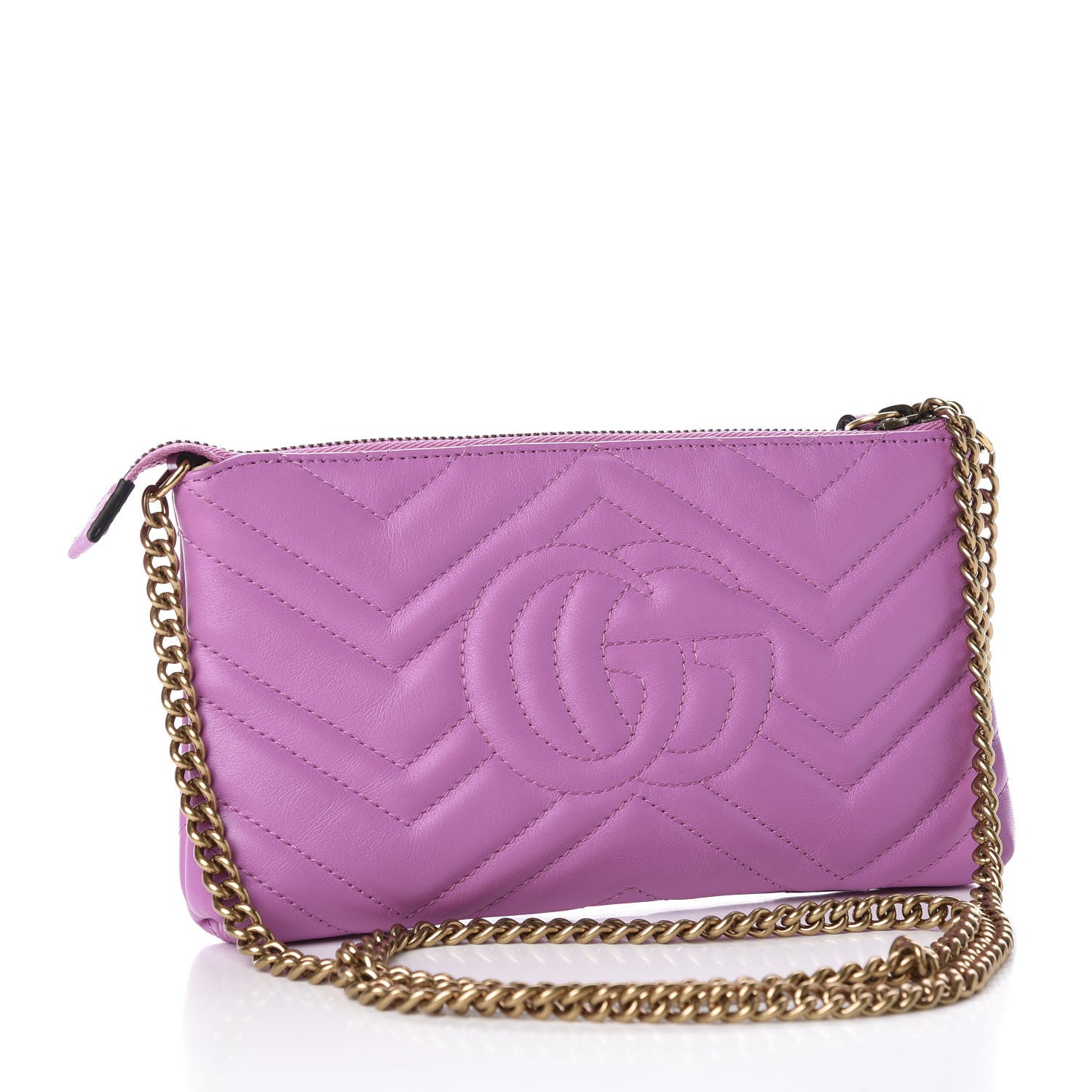 Gucci Calfskin Matelasse Mini GG Marmont Chain Bag Candy Mousse 2 of 9