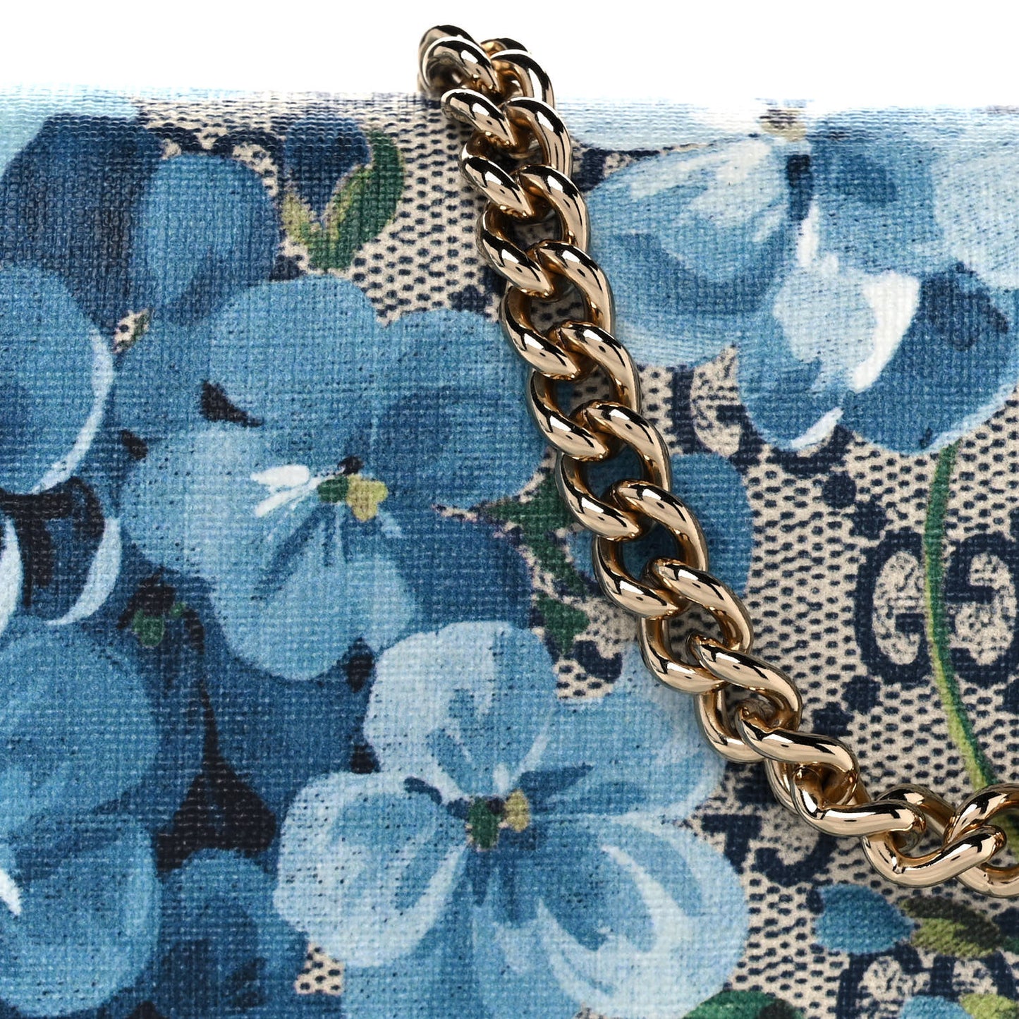 GG Supreme Monogram Blooms Chain Wallet Blue