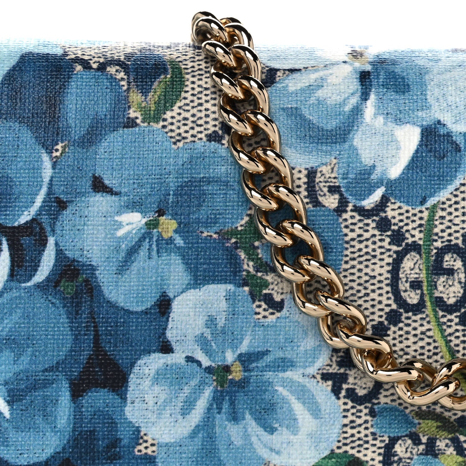 Gucci GG Supreme Monogram Blooms Chain Wallet Blue 8 of 11