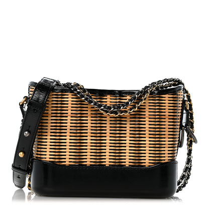 Chanel Rattan Calfskin Small Gabrielle Hobo Beige Black 1 of 12