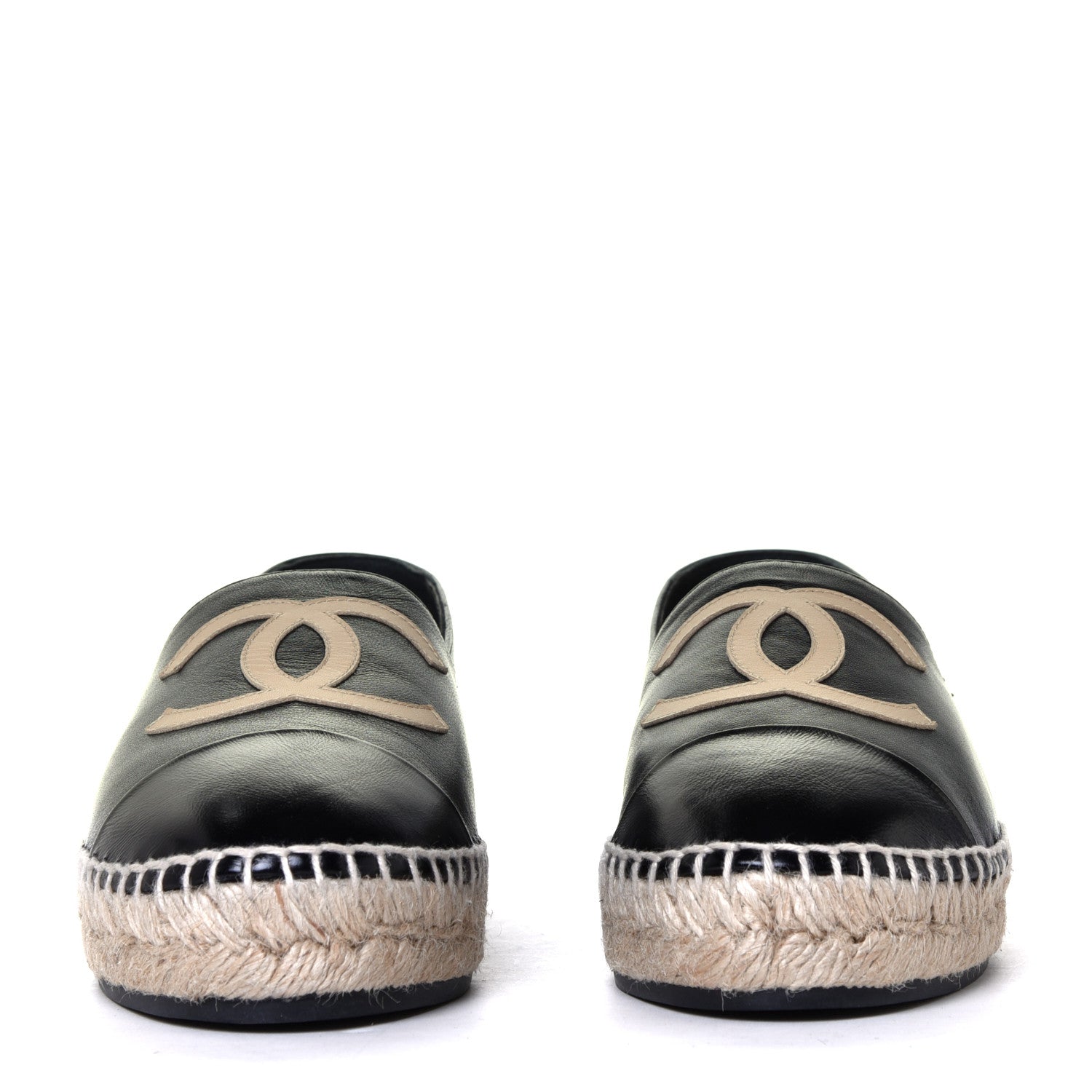 Chanel Lambskin CC Espadrilles 38 Black Beige 7 of 12