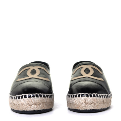 Chanel Lambskin CC Espadrilles 38 Black Beige 7 of 12