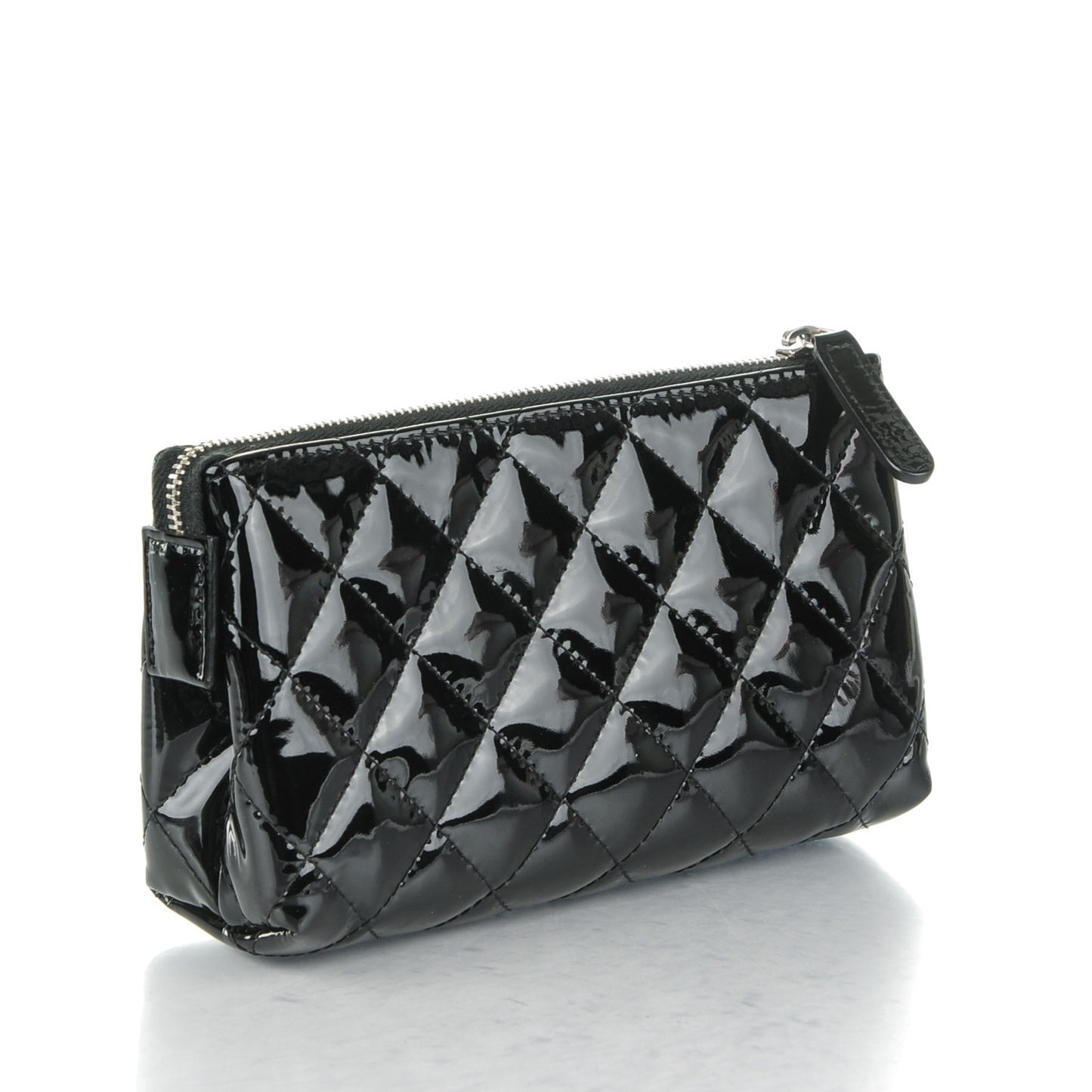 Patent Quilted Small Cosmetic Case Black
