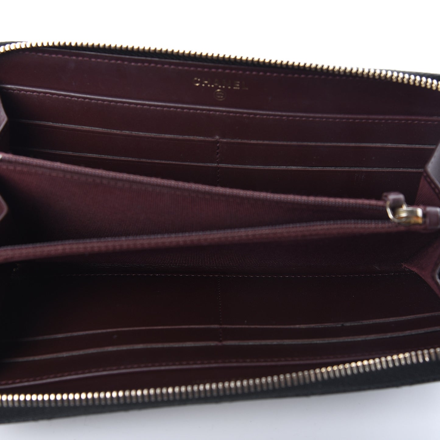 Caviar Quilted Large Gusset Zip Around Wallet Black
