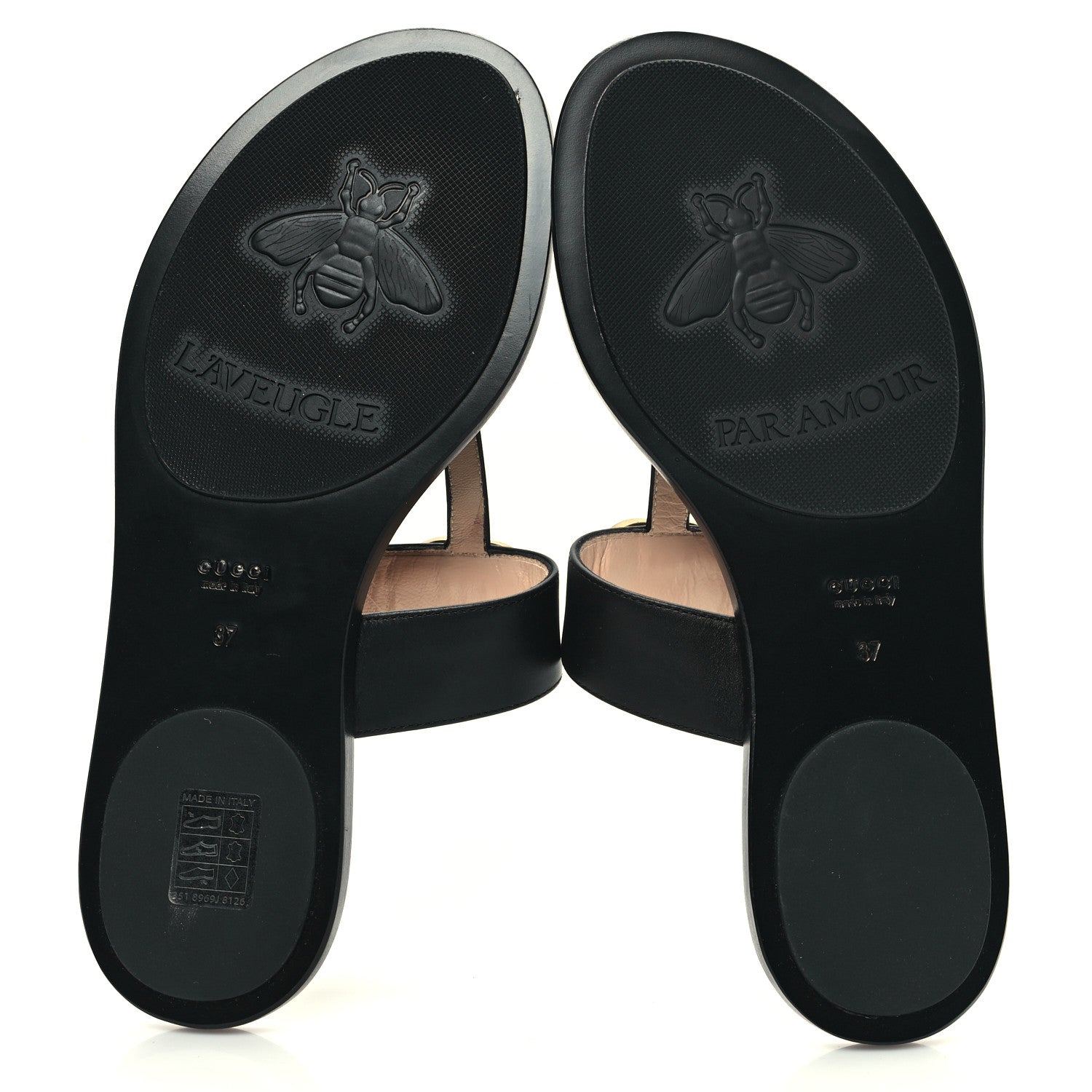 Gucci Calfskin GG Marmont Thong Sandals 37 Black 6 of 8