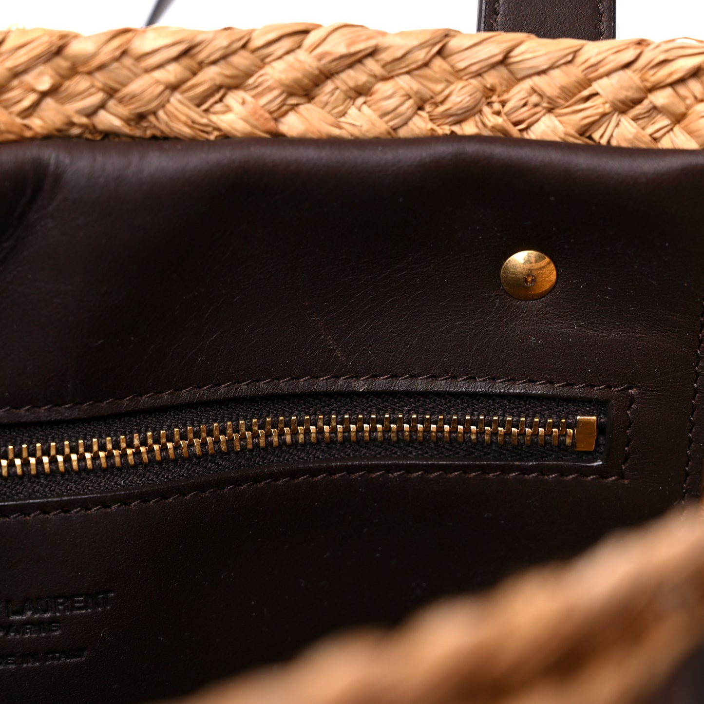 Raffia Calfskin Small Panier Tote Naturale Nut