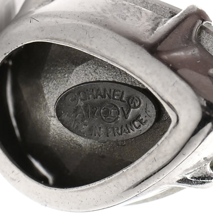 Chanel Crystal CC Tear Drop Earrings Silver 4 of 4