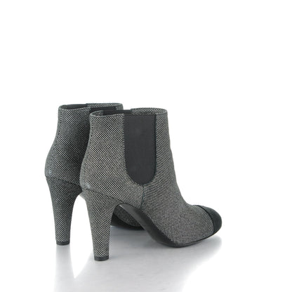 Chanel Mesh CC Cap Toe Ankle Boots 39.5 Argent Black 4 of 7