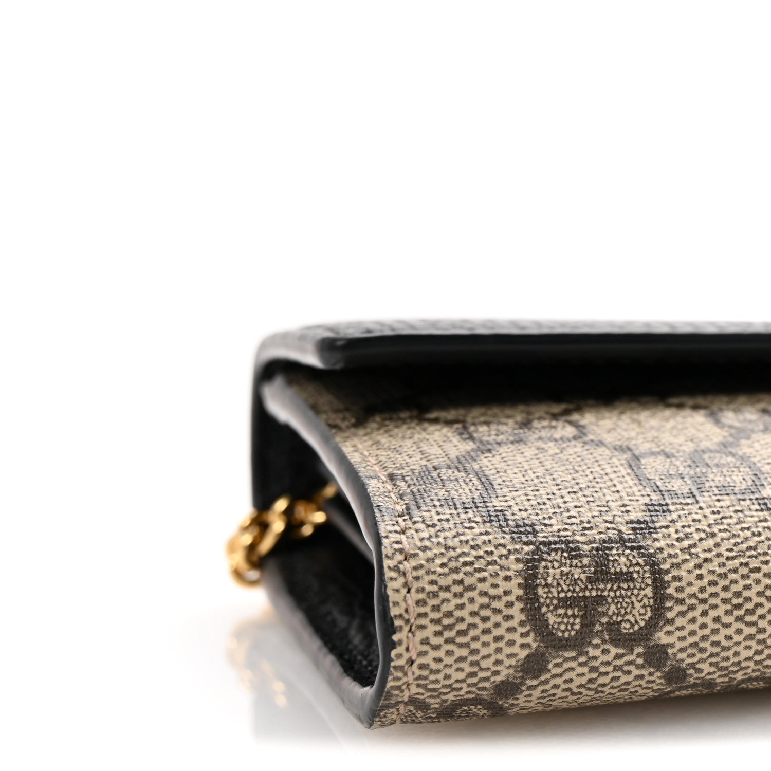 Gucci Dollar Calfskin GG Supreme Monogram Petite GG Marmont Wallet Chain Bag Black Beige Ebony 9 of 11