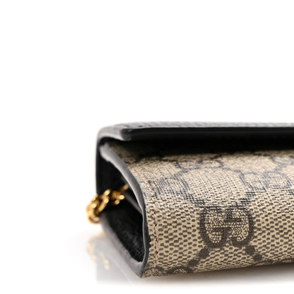 Gucci Dollar Calfskin GG Supreme Monogram Petite GG Marmont Wallet Chain Bag Black Beige Ebony 9 of 11