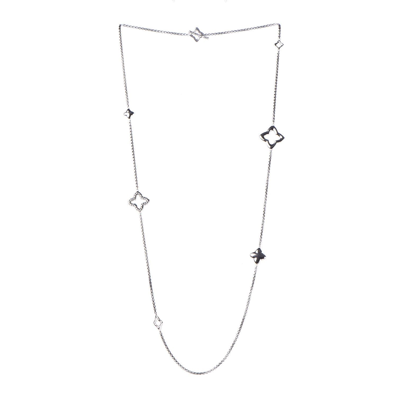 David Yurman Sterling Silver 25mm Quatrefoil Chain Necklace 3 of 5