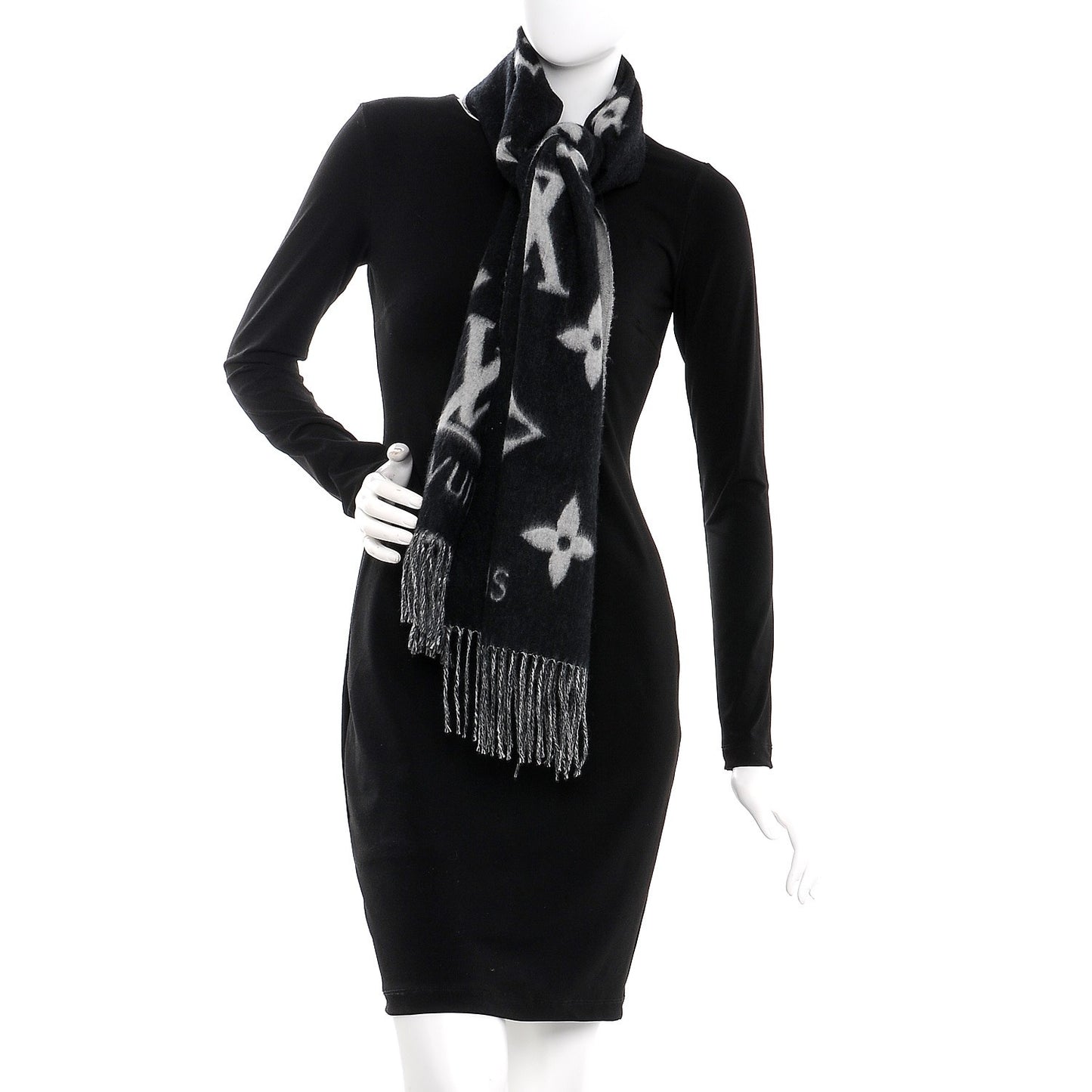 Cashmere Monogram Reykjavik Scarf Black