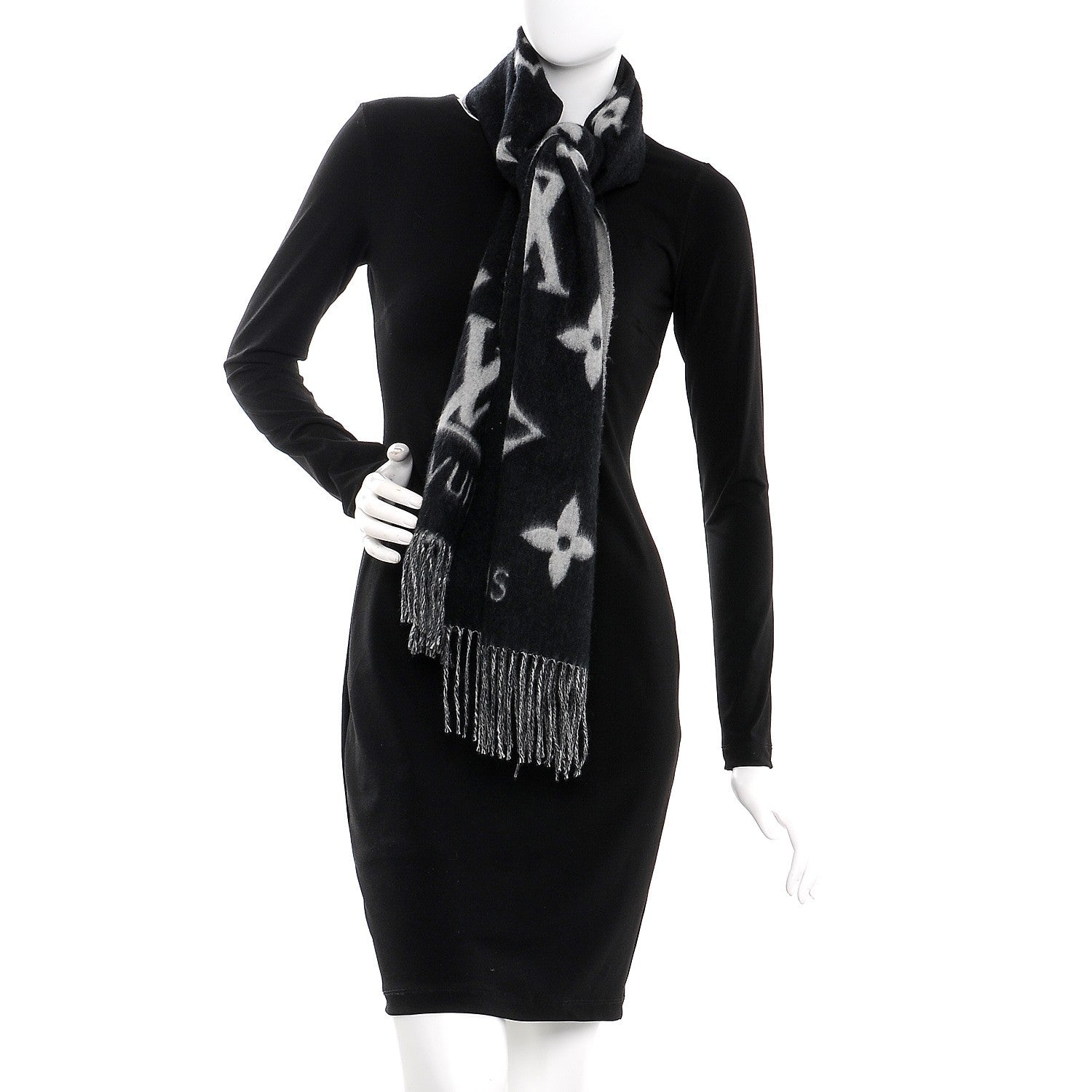Louis Vuitton Cashmere Monogram Reykjavik Scarf Black 2 of 4