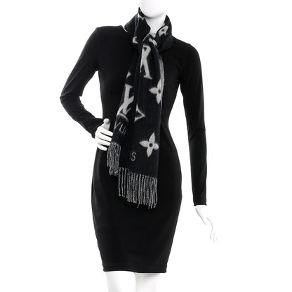 Louis Vuitton Cashmere Monogram Reykjavik Scarf Black 2 of 4