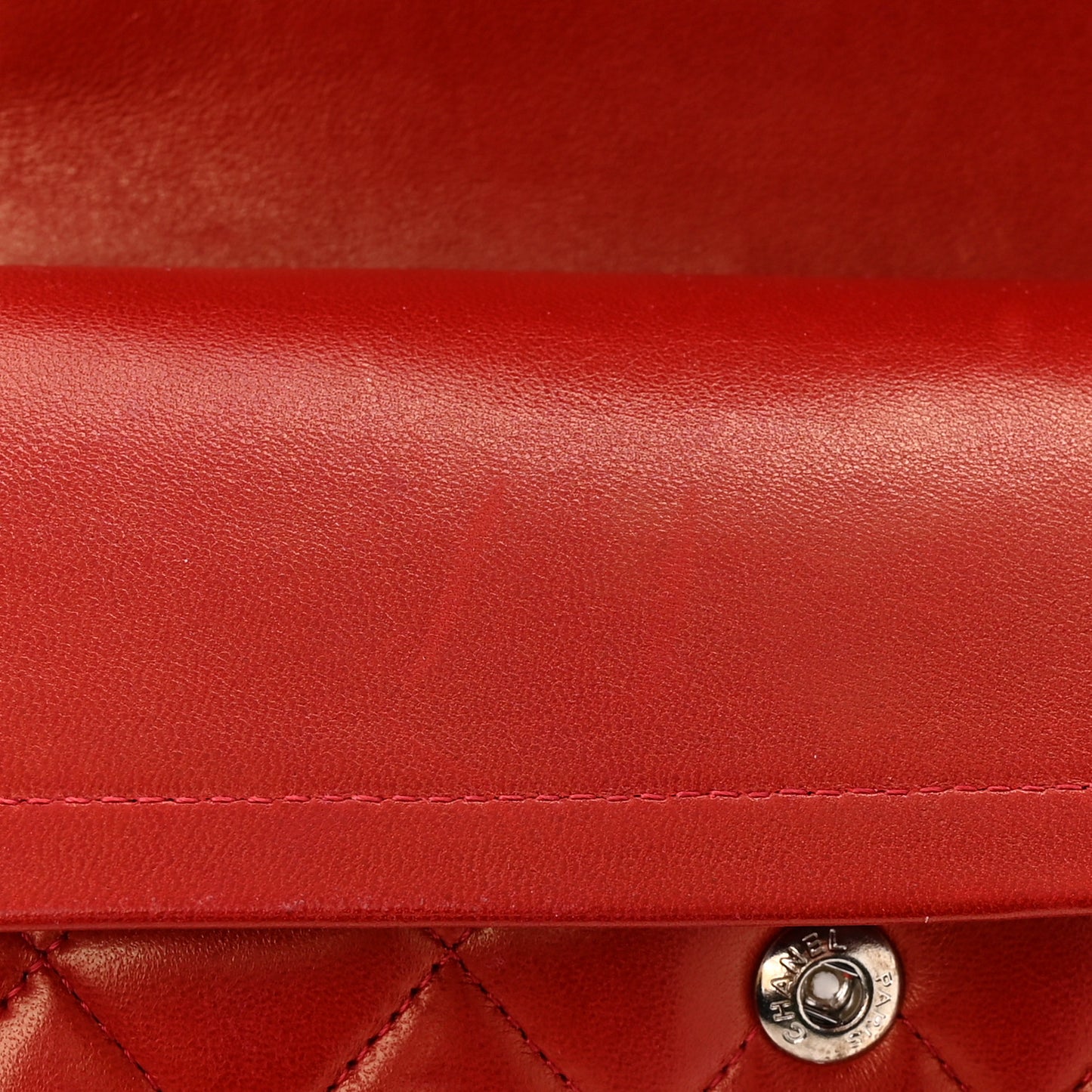 Lambskin Quilted Medium Double Flap Red