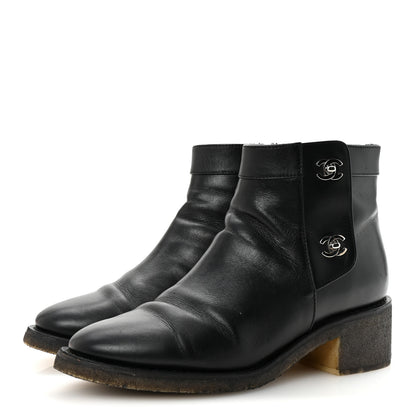Chanel Calfskin CC Turnlock Ankle Boots 41 Black 4 of 9