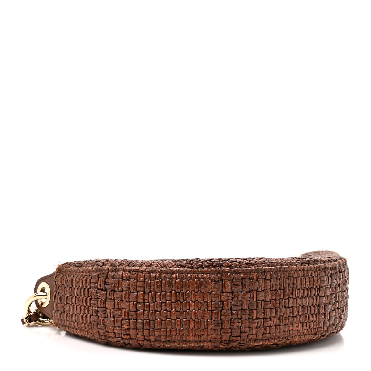 Braided Raffia Clutch With Chain Brown