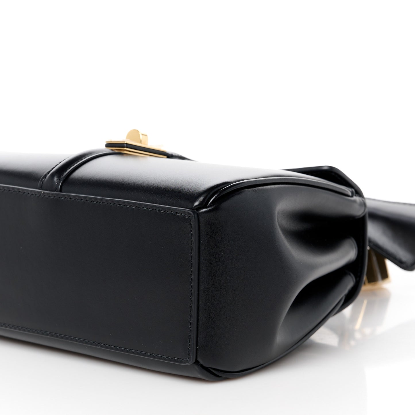 Satinated Calfskin Mini 16 Top Handle Bag Black