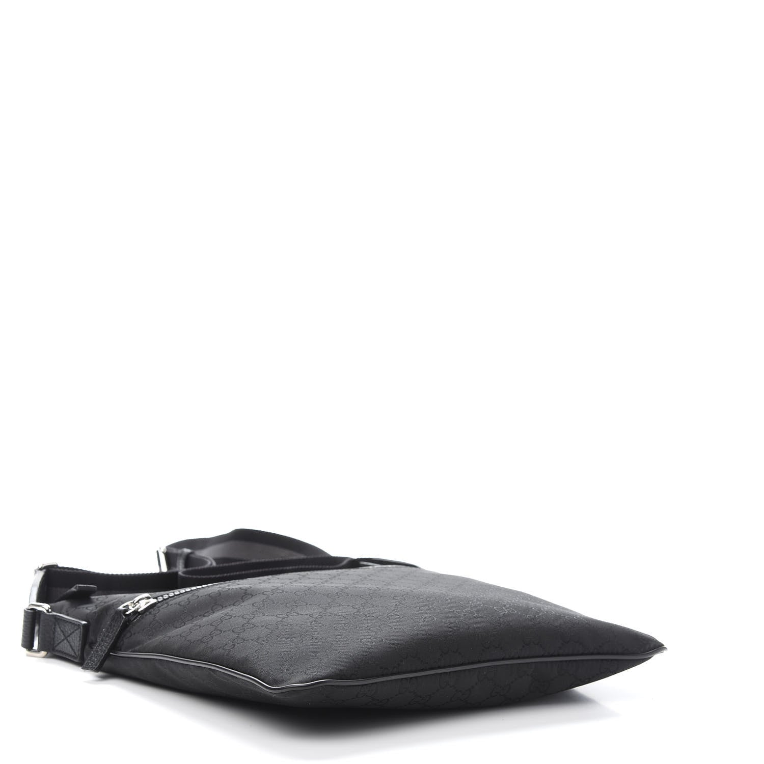 Gucci Nylon Monogram Medium Flat Messenger Bag Black 4 of 12