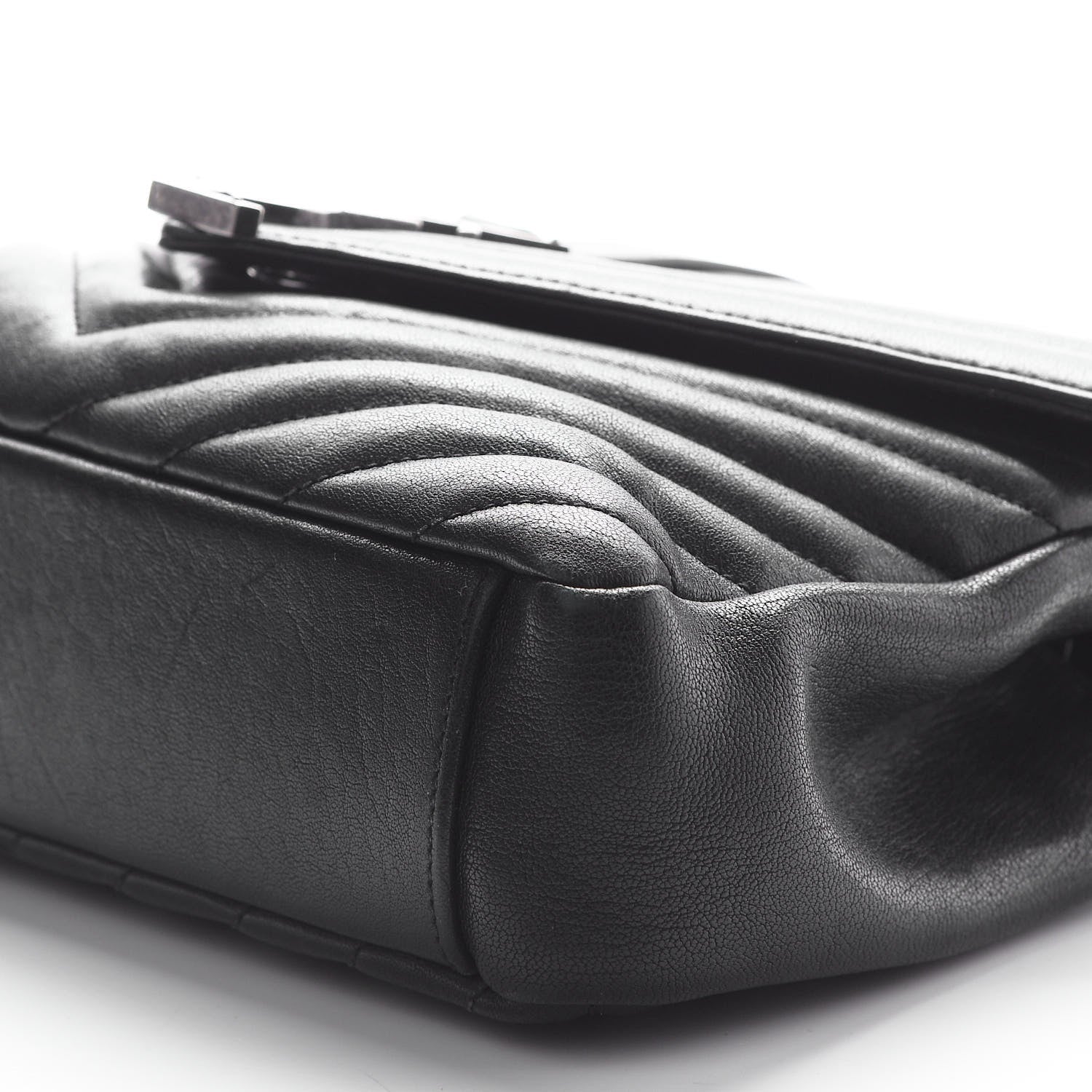 Saint Laurent Sheepskin Matelasse Chevron Monogram Medium College Bag Black 6 of 9