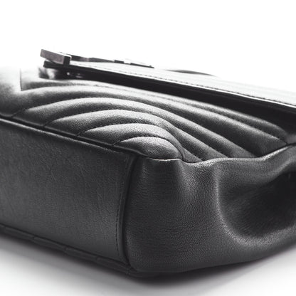 Saint Laurent Sheepskin Matelasse Chevron Monogram Medium College Bag Black 6 of 9