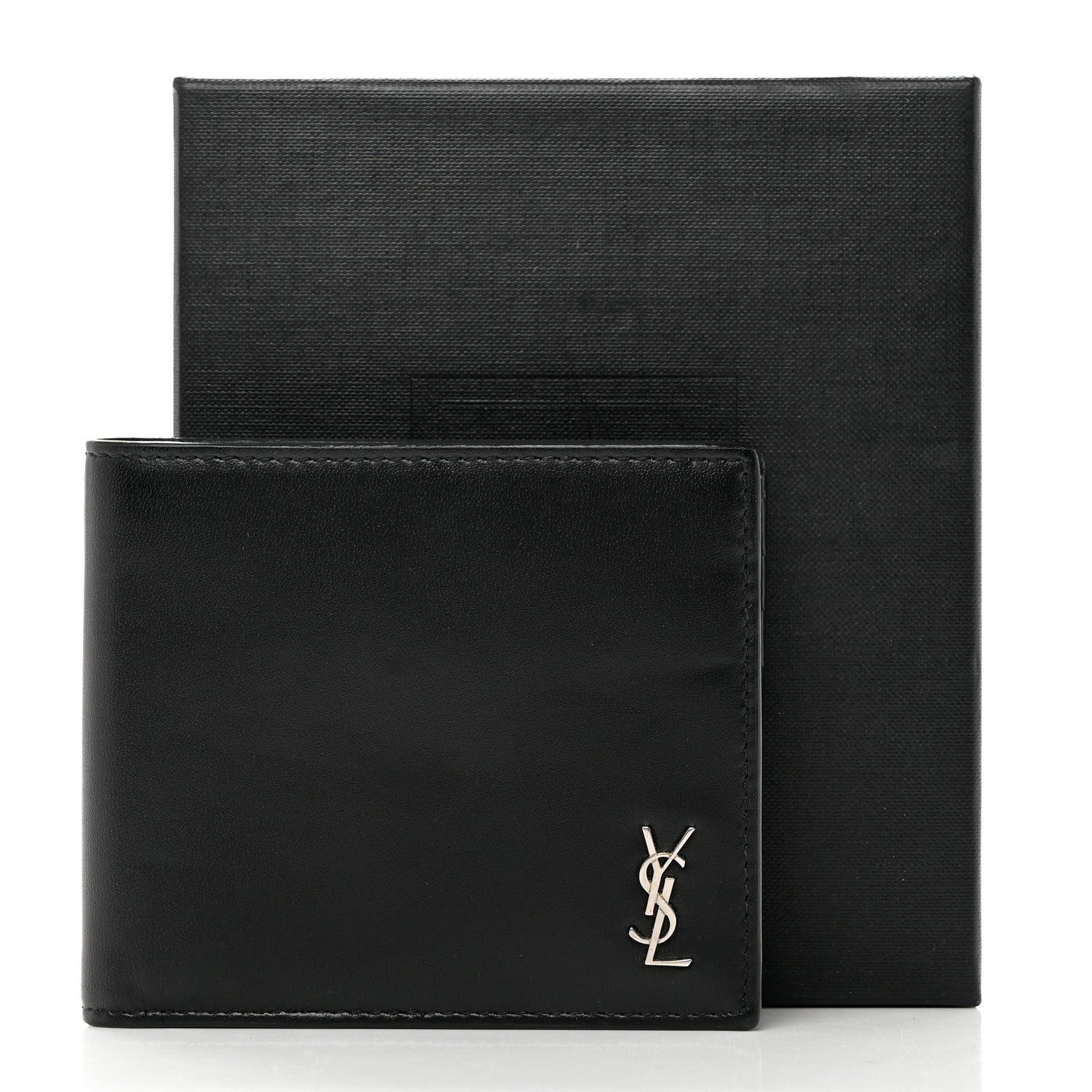 Saint Laurent Matte Calfskin Tiny Cassandre East West Wallet Black 7 of 7