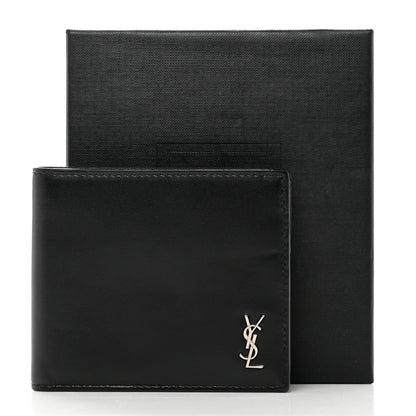 Saint Laurent Matte Calfskin Tiny Cassandre East West Wallet Black 7 of 7