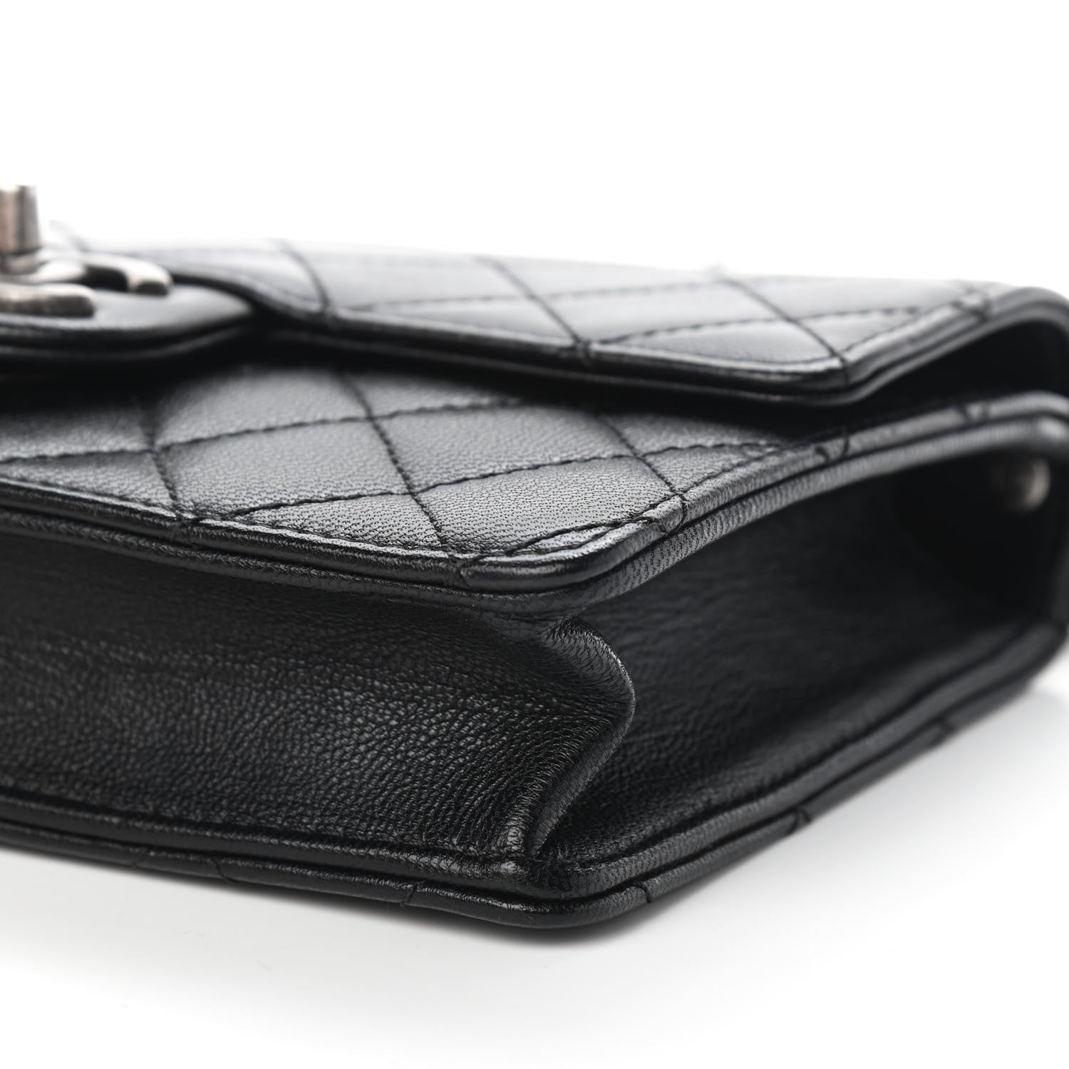 Chanel Goatskin Quilted Logo Small Chic Flap Black 8 of 8