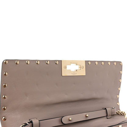 Valentino Garavani Lambskin Rockstud Spike Wallet on Chain Poudre 10 of 10