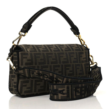 Fendi Fabric Jacquard FF 1974 Medium Baguette Tobacco Moro Black 2 of 10