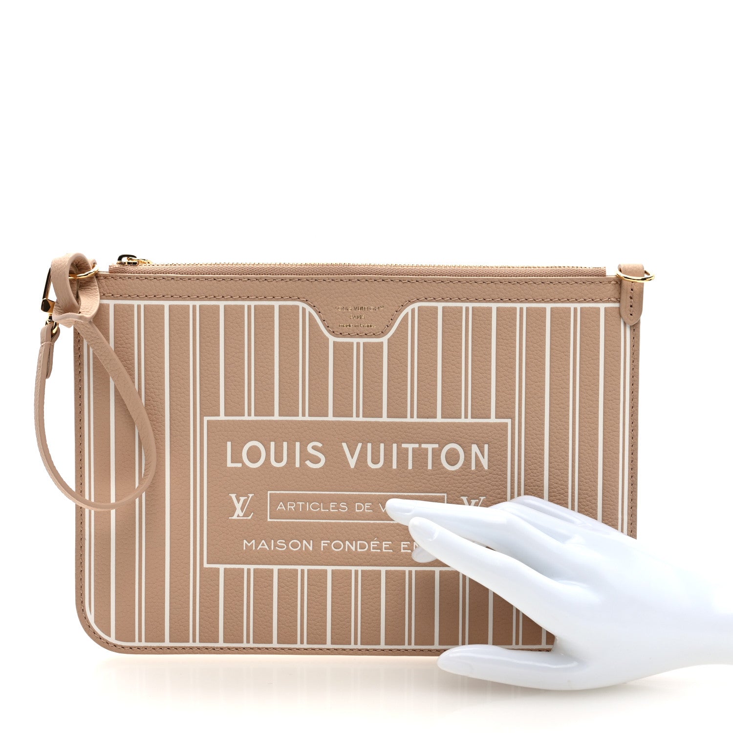 Louis Vuitton Calfskin Neverfull Inside Out MM Pochette Dune Hazelnut 2 of 6