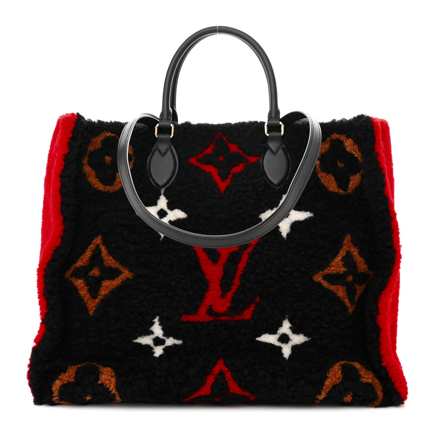 Louis Vuitton Shearling Monogram Giant Teddy Onthego GM Black Red 1 of 9