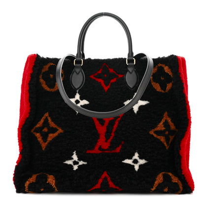 Louis Vuitton Shearling Monogram Giant Teddy Onthego GM Black Red 1 of 9