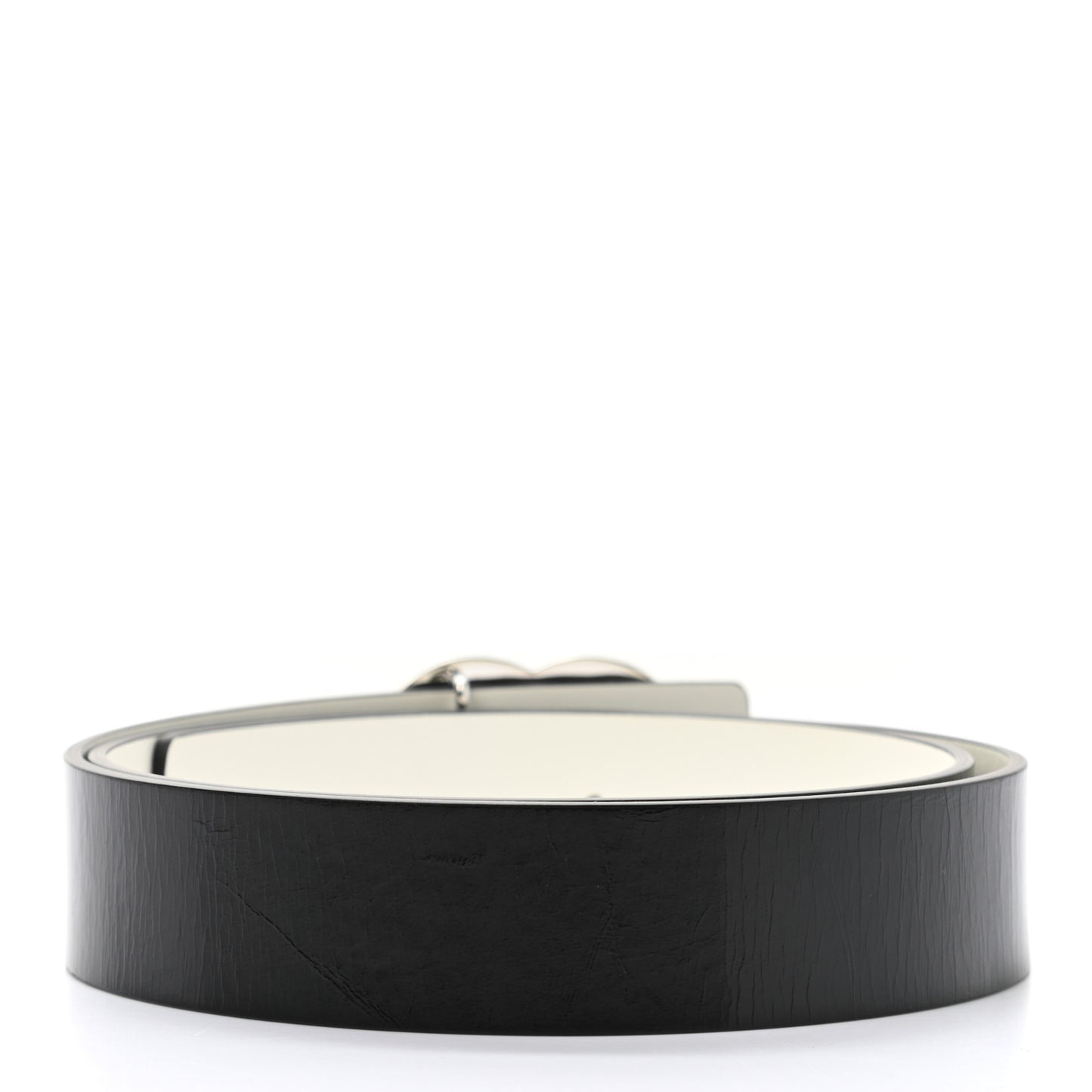 Patent Calfskin CC Reversible Belt 95 Black White