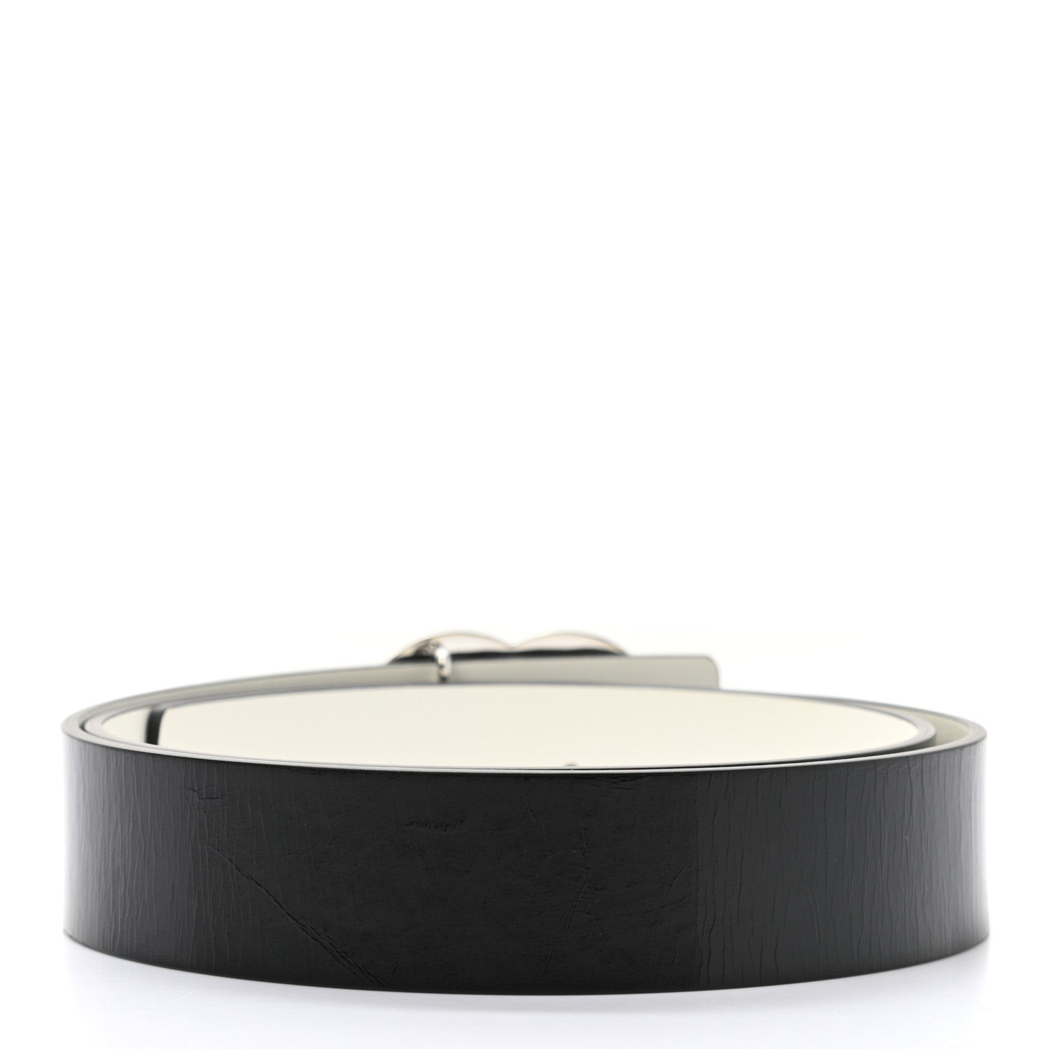 Chanel Patent Calfskin CC Reversible Belt 95 Black White 3 of 10