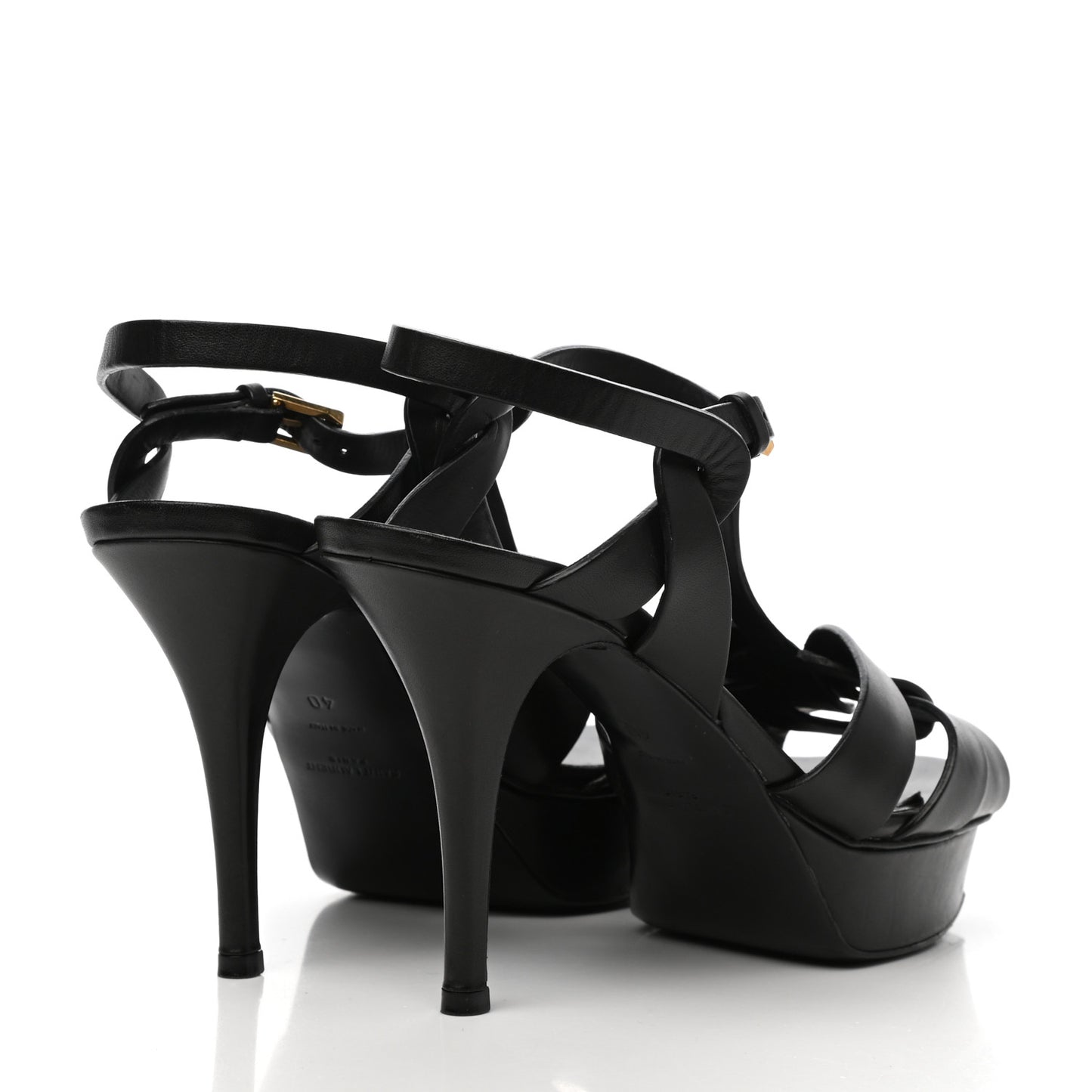 Calfskin Tribute 75 Platform Sandals 40 Black