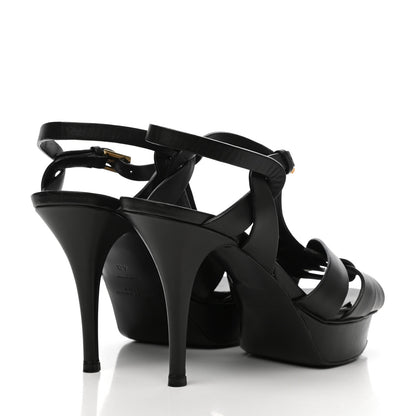 Saint Laurent Calfskin Tribute 75 Platform Sandals 40 Black 4 of 8