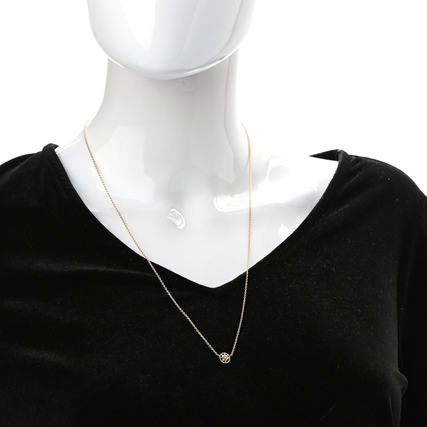 18K Yellow Gold Diamond XS Rose Des Vents Necklace